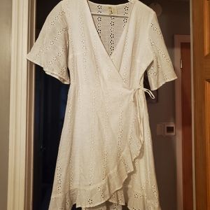 Japna white eyelet wrap dress
